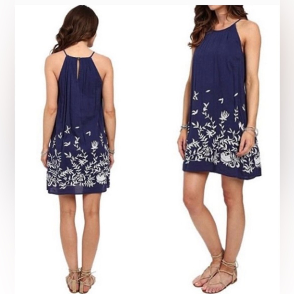 Lucky Brand Sleeveless Floral Embroidered Gauze Swing Dress